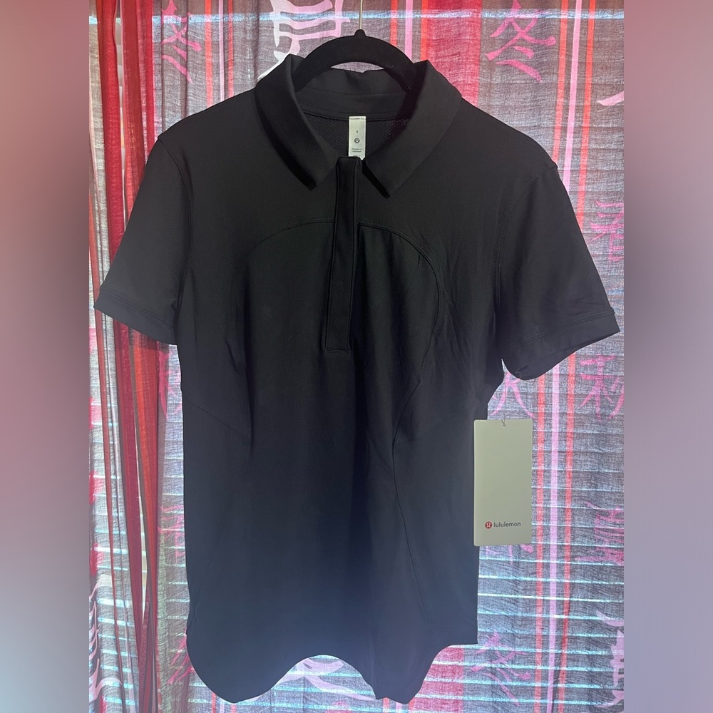 NWT Size 4 Lululemon Quick-Dry Short-Sleeve Polo Color BLK